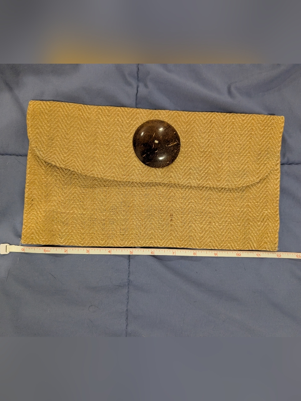 Tan Clutch with Turtleback Accent